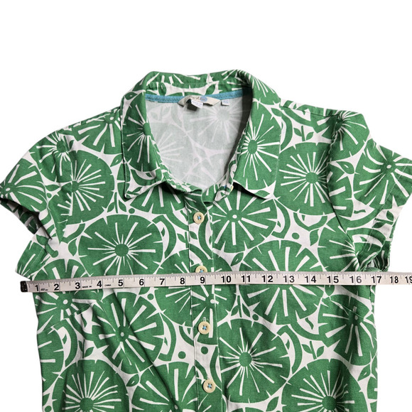 Boden Green Floral Button Front Dress Size: 8L - Picture 4 of 6